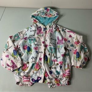 Pink and white windbreaker with hood